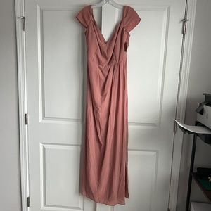 David's Bridal Chiffon Cap Sleeve Tie Back Bridesmaid Dress